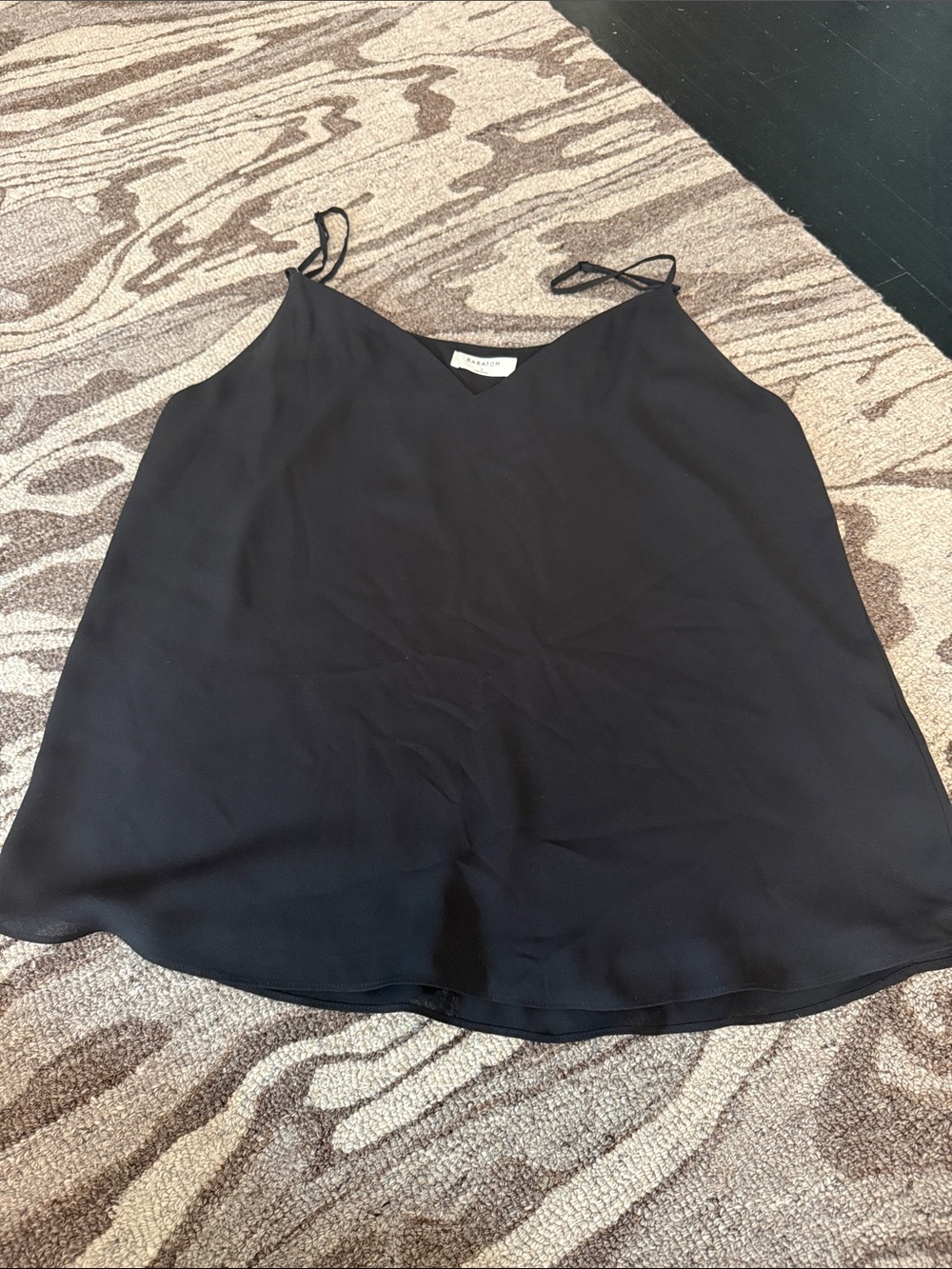 Aritzia (Babaton) Black V-Neck Spaghetti Strap Tank Top